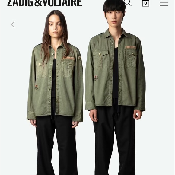 Zadig & Voltaire Women's Olive Button Down Shirt - Picture 1 of 14